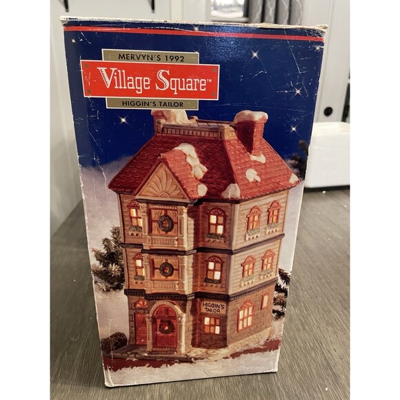 Vintage Mervyns Christmas Holiday Village Square 1992 Lighted Higgin’s Tailor - Picture 9 of 16